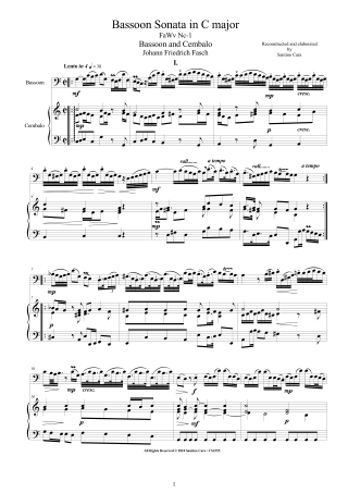 Fasch Bassoon Sonata Score