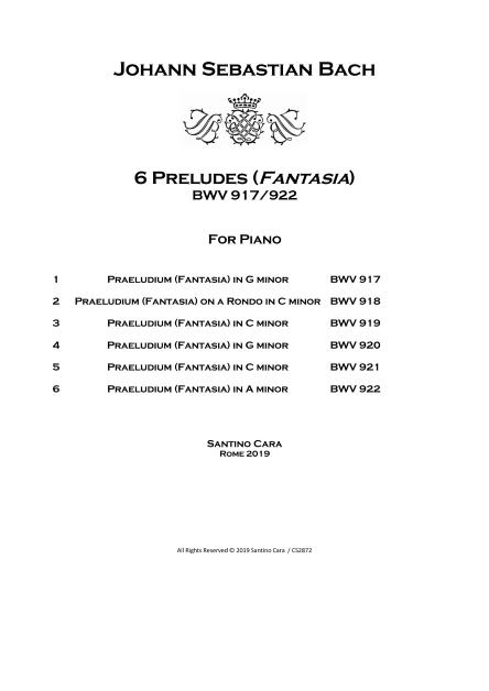 Bach Six Preludes Fantasia Scores pdf