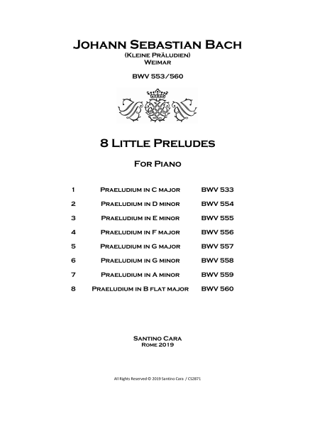 Bach Eight Little Preludes Scores pdf