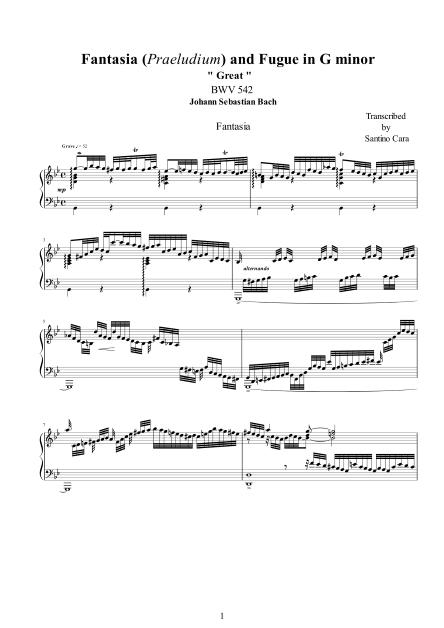 Bach Fantasia Fugue BWV542score pdf