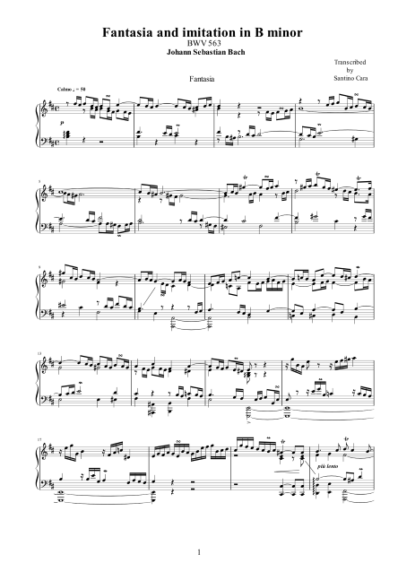 Bach Fantasia Imitation BWV563score pdf