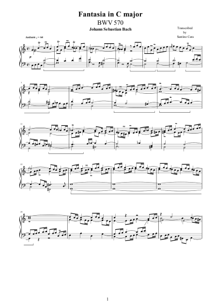 Bach Fantasia BWV570 score pdf