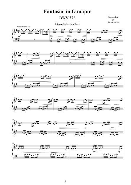 Bach Fantasia BWV572 score pdf