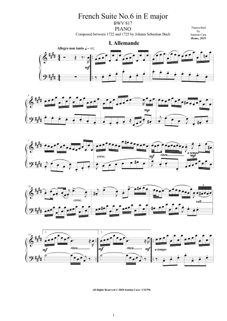 Bach French Suites Scores