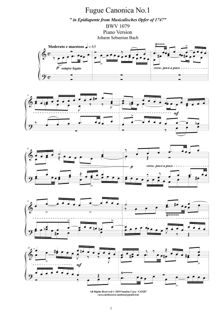 Bach Fugue BWV1079 score pdf