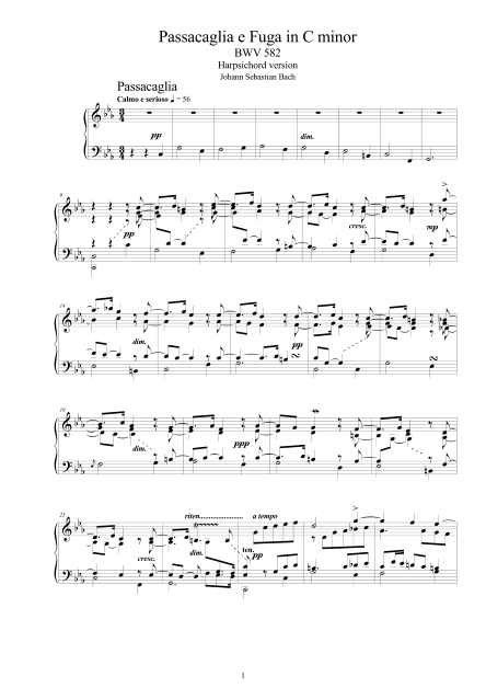 Bach Passacaglia Fuga BWV582 Score pdf 