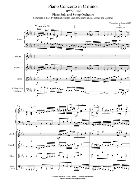 Bach Piano Concerto BWV1062