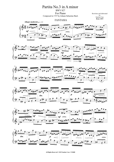Bach Piano Partita BWV827 Score pdf