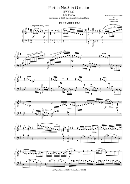 Bach Piano Partita BWV829 Score pdf