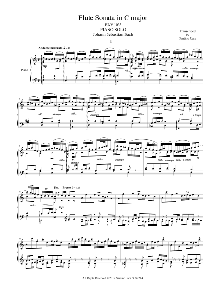Bach Piano Sonatas Scores