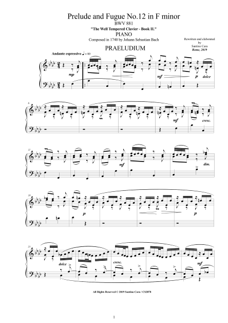 Bach Prelude Fugue BWV881 pdf score