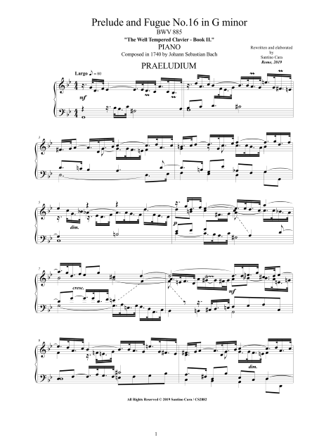 Bach Prelude Fugue BWV885 pdf score