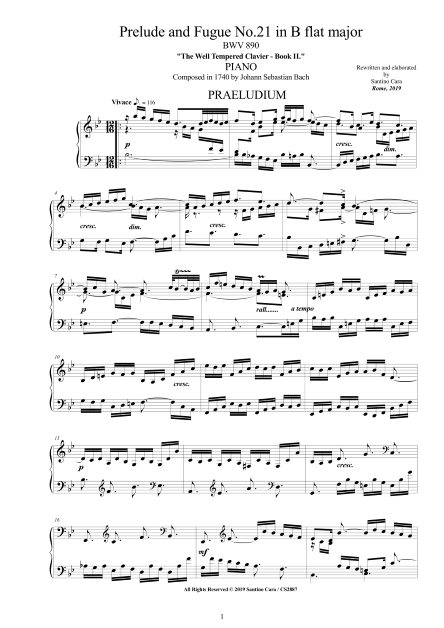Bach Prelude Fugue BWV890 pdf score