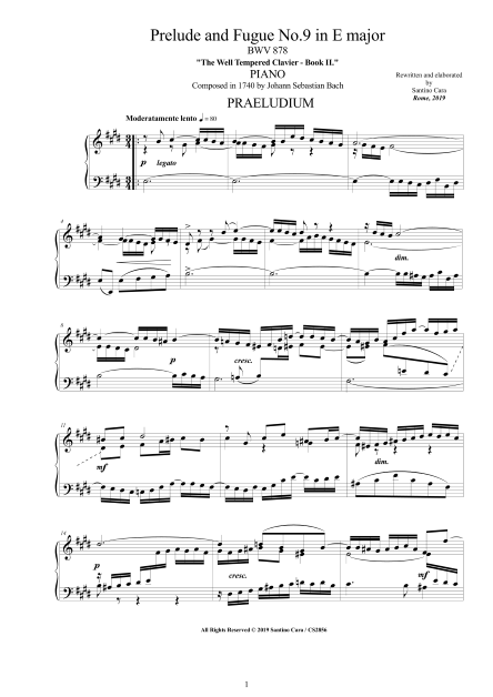 Bach Prelude Fugue BWV878 pdf score