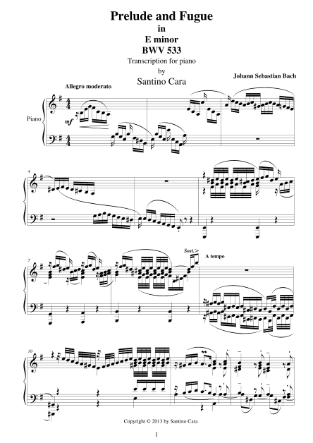Bach Prelude Fugue BWV533 Score pdf