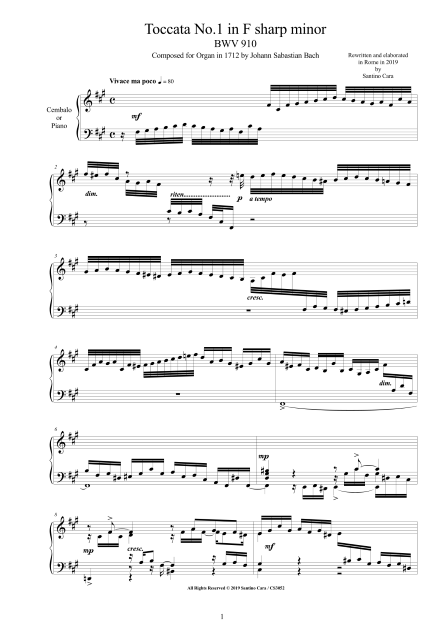 Bach Toccata no1 BWV910 Score pdf