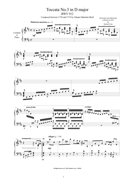 Bach Toccata no3 BWV912 Score pdf