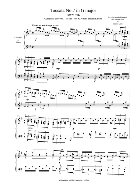 Bach Toccata no7 BWV916 Score pdf