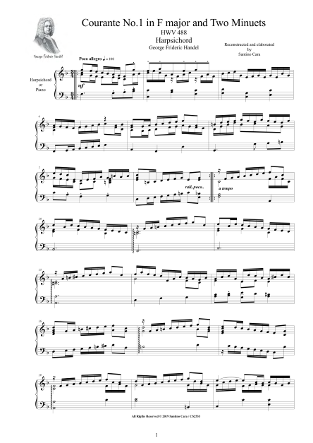 Handel Courantes Scores pdf for Harpsichord