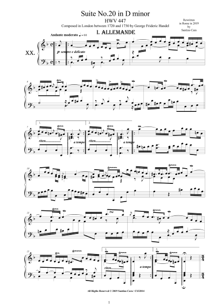 Handel Piano Suite HWV447 Score pdf