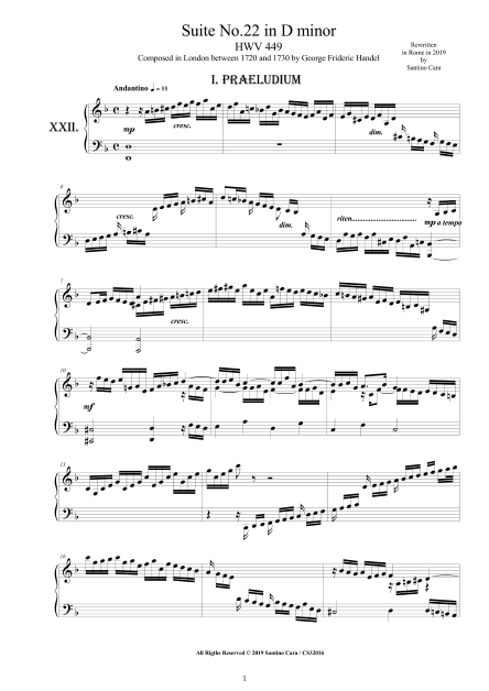 Handel Piano Suite HWV449 Score pdf