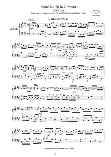 Handel Piano Suite HWV454 Score pdf