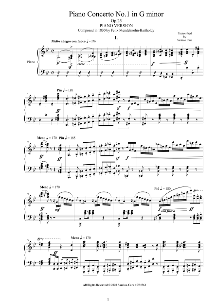 Mendelssohn Piano Scores