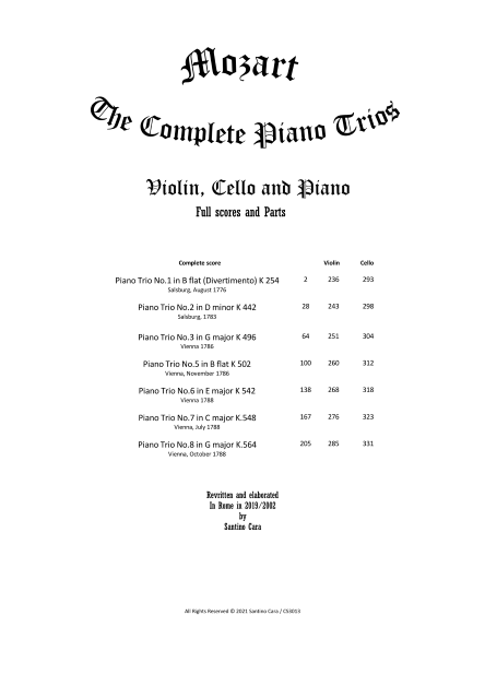 Mozart Piano Trios Scores 