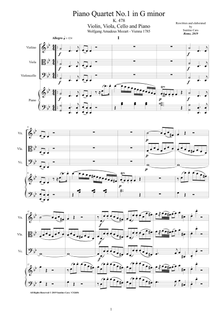 Mozart Piano Quartets Scores