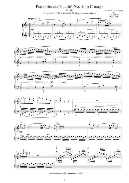 Mozart Piano Score Sonata No16 K545