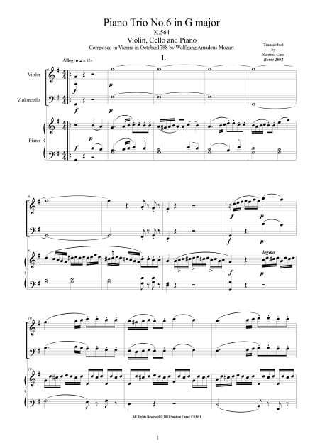 Mozart Piano Trio No6 Score pdf