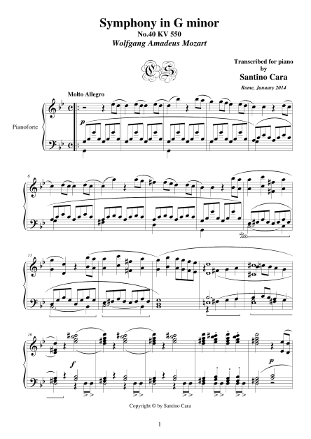 Symphony 40 Piano Score