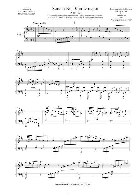 Paradisi Piano Sonata No10 Score pdf