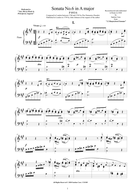Paradisi Piano Sonata No6 Score pdf