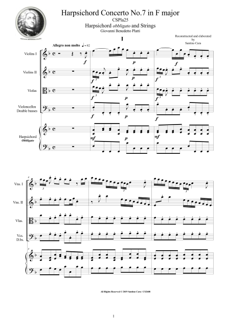 Score Harpsichord Concerto No7 by Platti