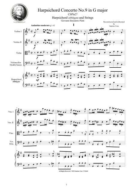Score Harpsichord Concerto No9 by Platti