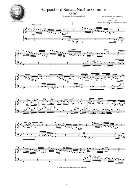 Platti Harpsichord Sonata No4 Score