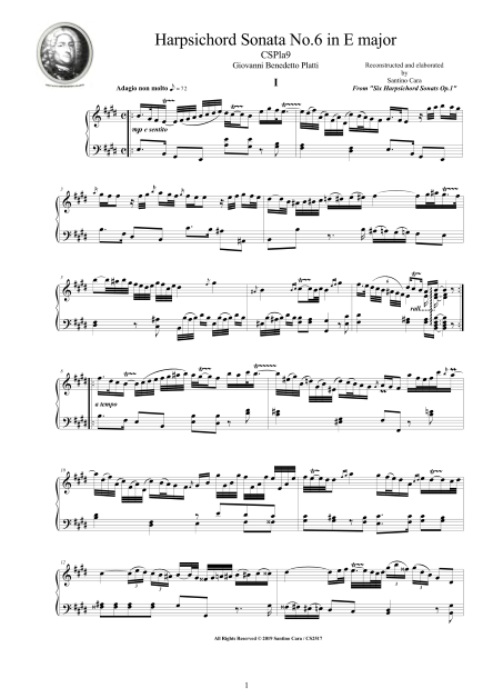 Platti Harpsichord Sonata No6 Score