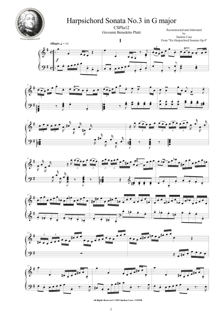 Platti Harpsichord Sonata No3 Score pdf