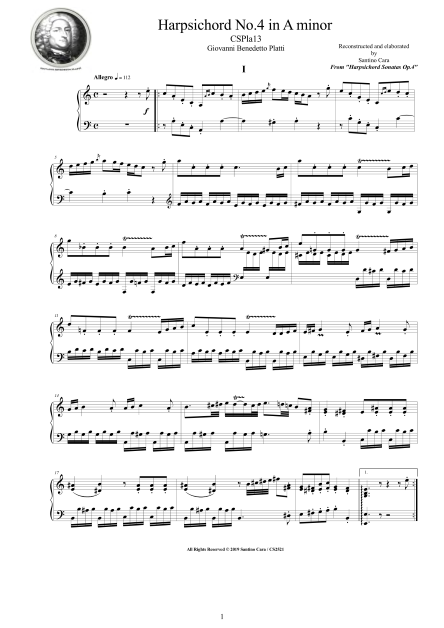 Platti Harpsichord Sonata No4 Score pdf