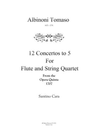 Albinoni Flute Concertos Scores