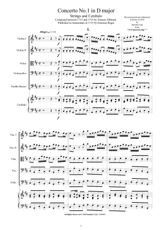 Albinoni Chamber Concerto No1 Score parts