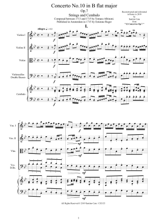 Albinoni Chamber Concertos Scores