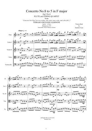 Albinoni Concertos Scores
