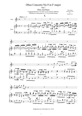 Albinoni Scores Oboe Piano