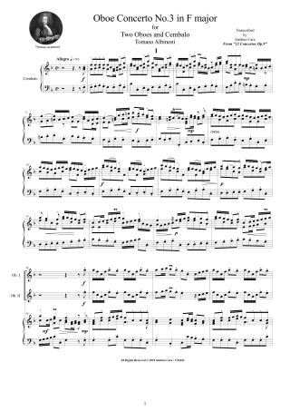 Albinoni Scores Oboe 