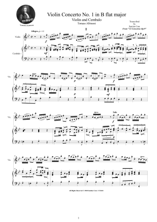 Albinoni Concerto no1 Violin and Harpsichord