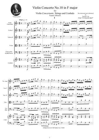 Albinoni Violin and Orchestra Scores