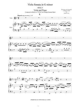 Bach CPE Viola Sonata H542-5 score pdf