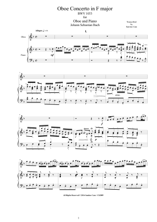 Bach Oboe Concerto Score BWV1053